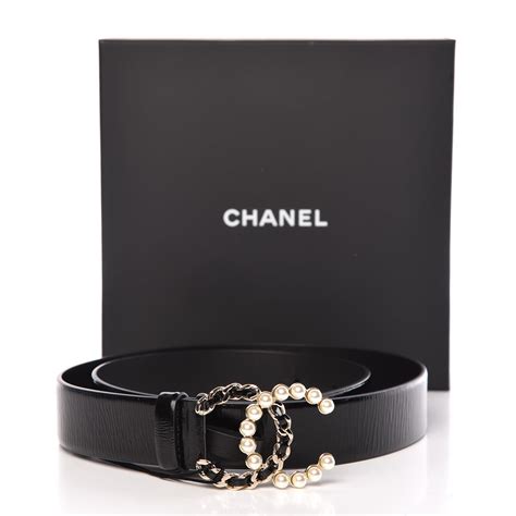 chanel black pearl gold cc calfskin belt|Chain belt .